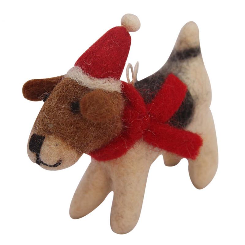 Beagle Christmas Ornament with Santa Hat - Welljourn
