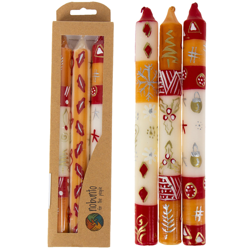 Painted Taper Candles - Set of 3 -  Kimeta Design - Welljourn