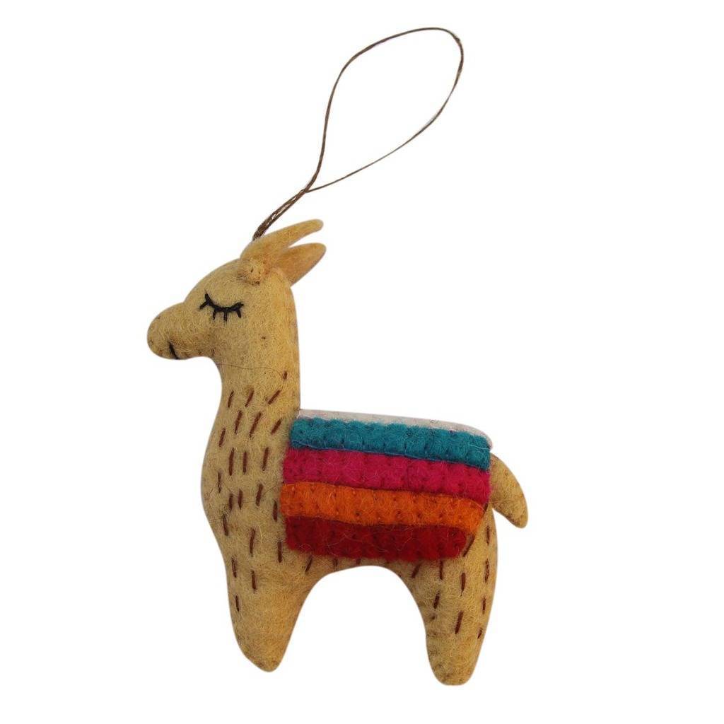 Tan Felt Llama Christmas Tree Ornament - Welljourn