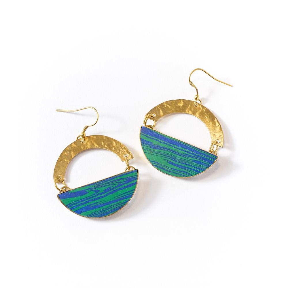 Ria Earrings | Blue Green Swirl - Welljourn