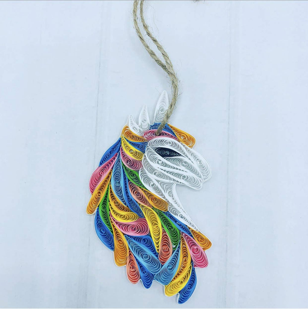 Rainbow Unicorn Ornament | Paper Quilled Ornament - Welljourn