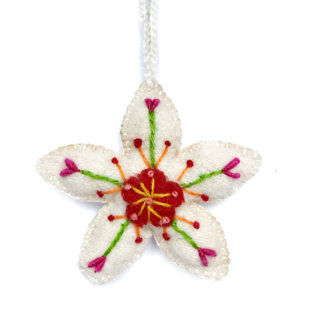 Flower Embroidered Wool Ornament - Welljourn
