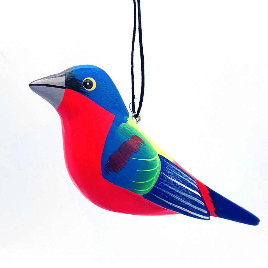 Painted Bunting Bird | Balsa Wood Ornament | Fair Trade - Welljourn