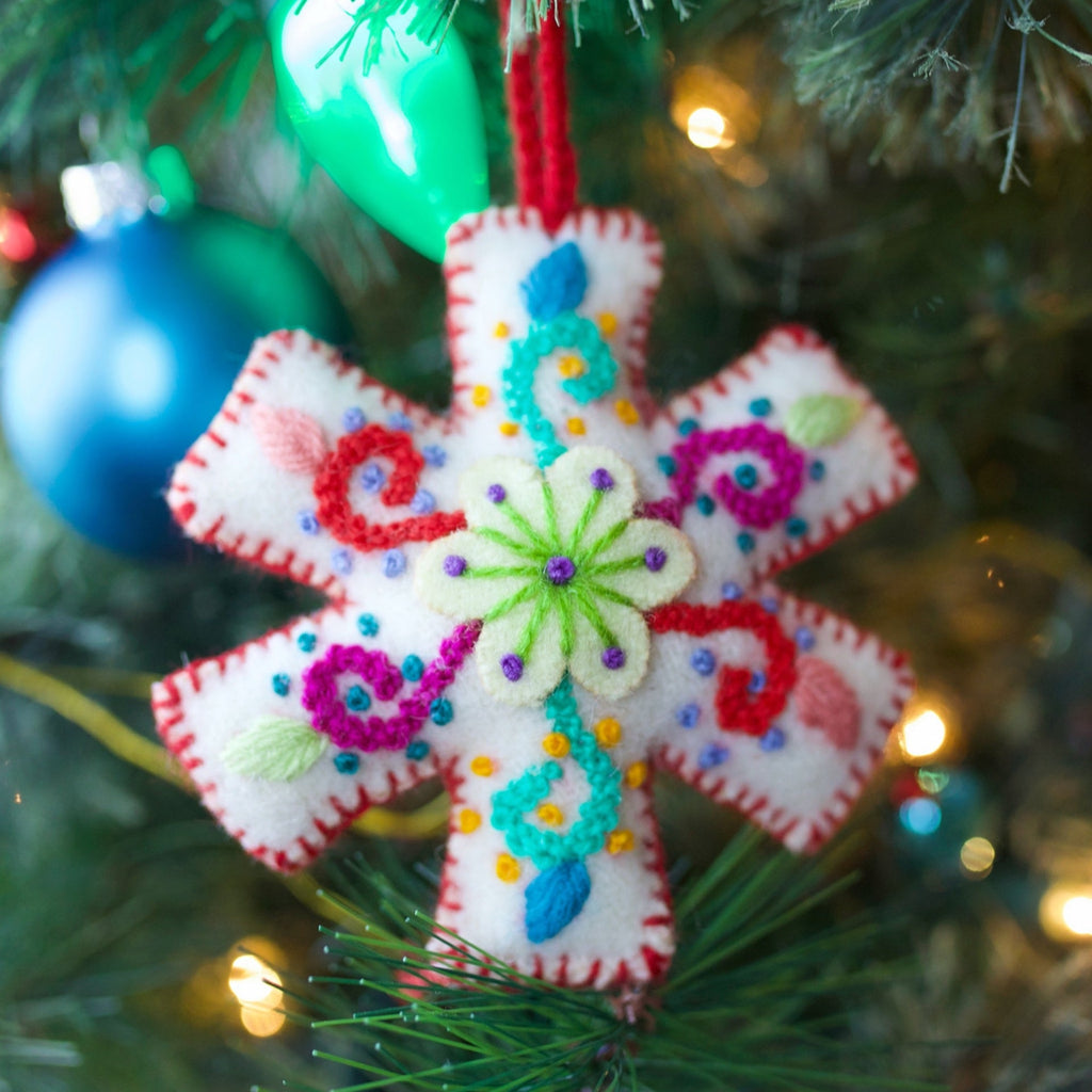 Snowflake Embroidered Christmas Ornament - Welljourn