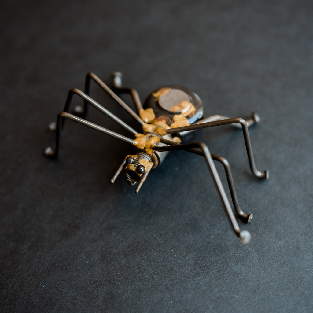 Small Spider Sculpture | Recycled Metal | 4" Wide - Welljourn