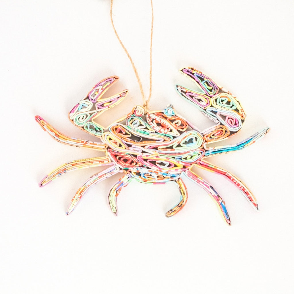 Crab Ornament | Handmade from Recycled Paper - Welljourn