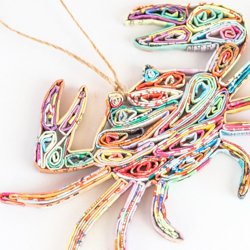 Crab Ornament | Handmade from Recycled Paper - Welljourn