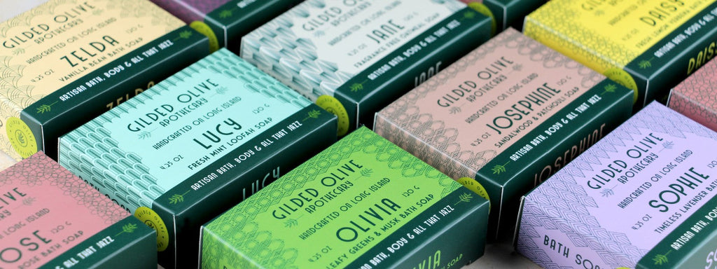 Gilded Olive Apothecary Soap Bars in Vintage Inspired Packaging