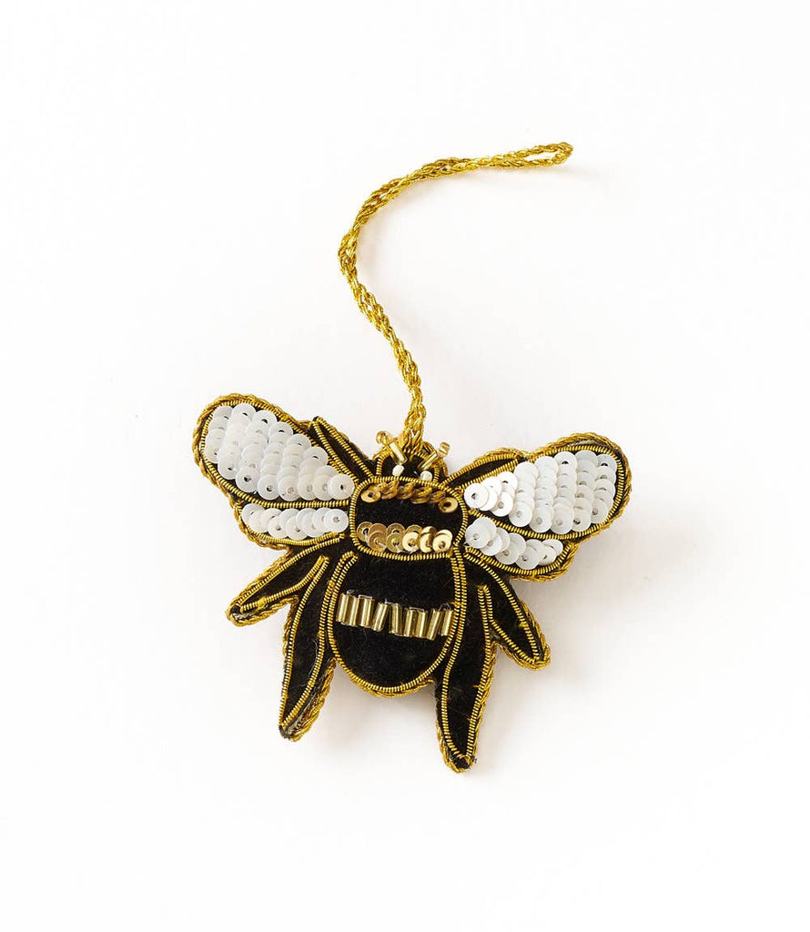 Larissa Plush Bee Beaded Felt Ornament - Welljourn