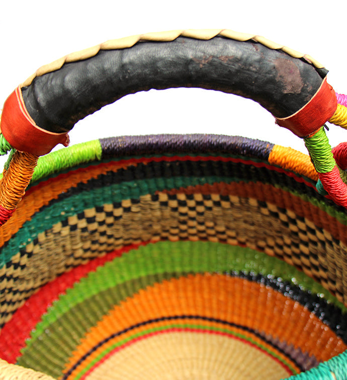 Bolga Pot Design Market Basket, Mixed Colors - Welljourn