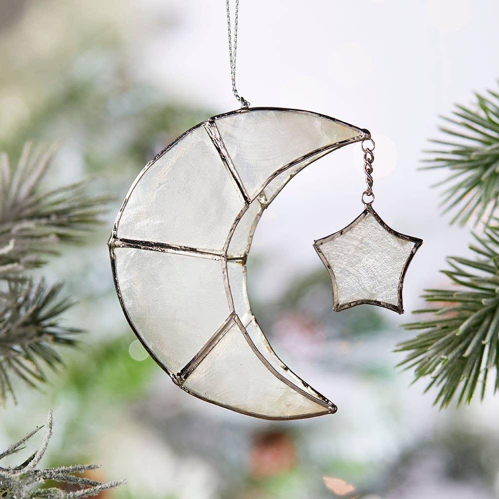 Capiz Crescent Moon Ornament - Welljourn