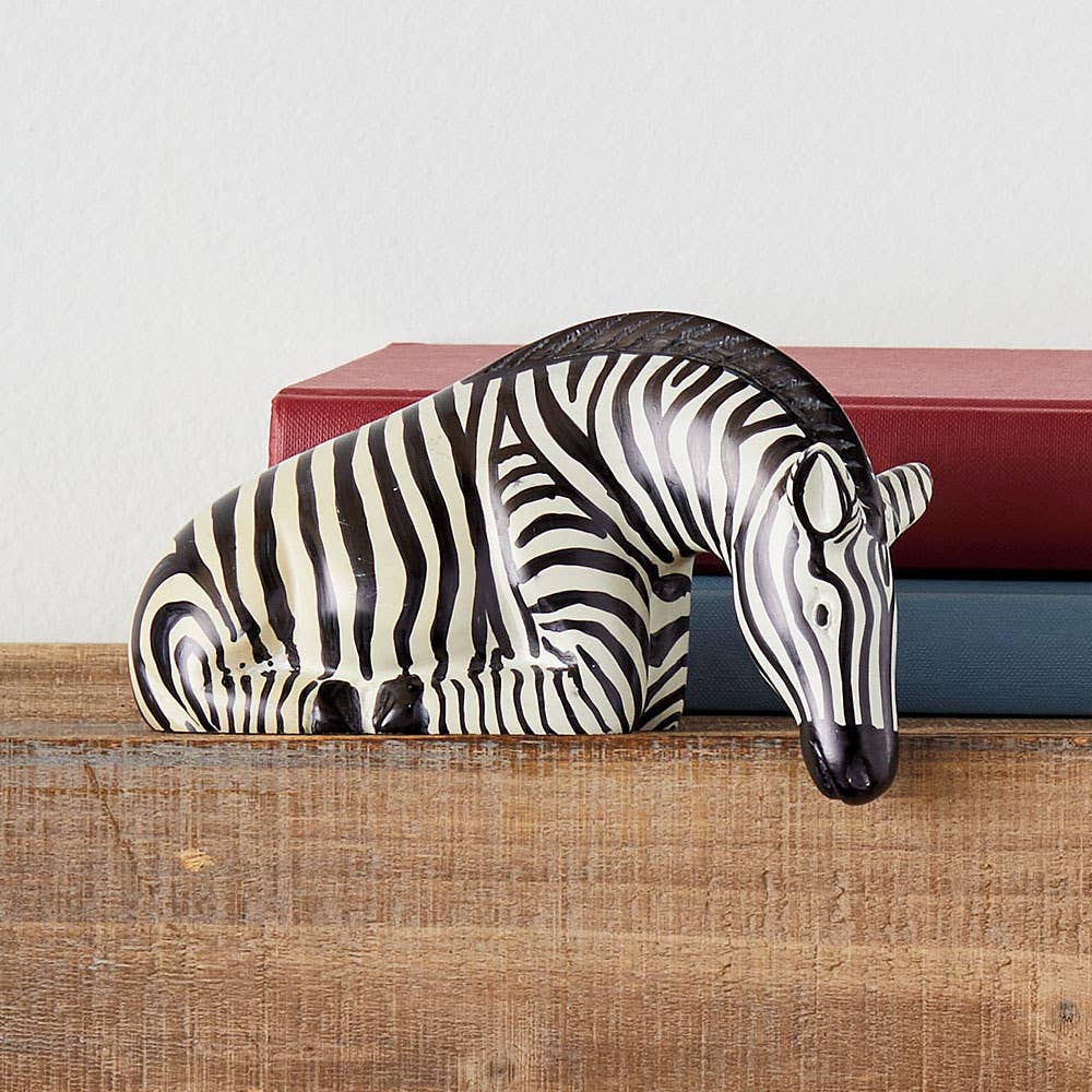 Zebra Soapstone Shelf Sculpture - Welljourn