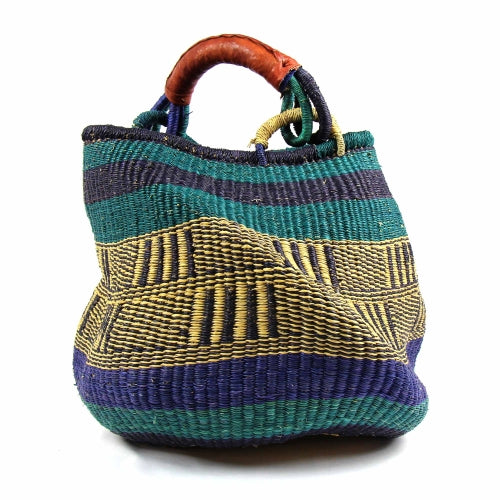 Bolga Pot Design Market Basket, Mixed Colors - Welljourn