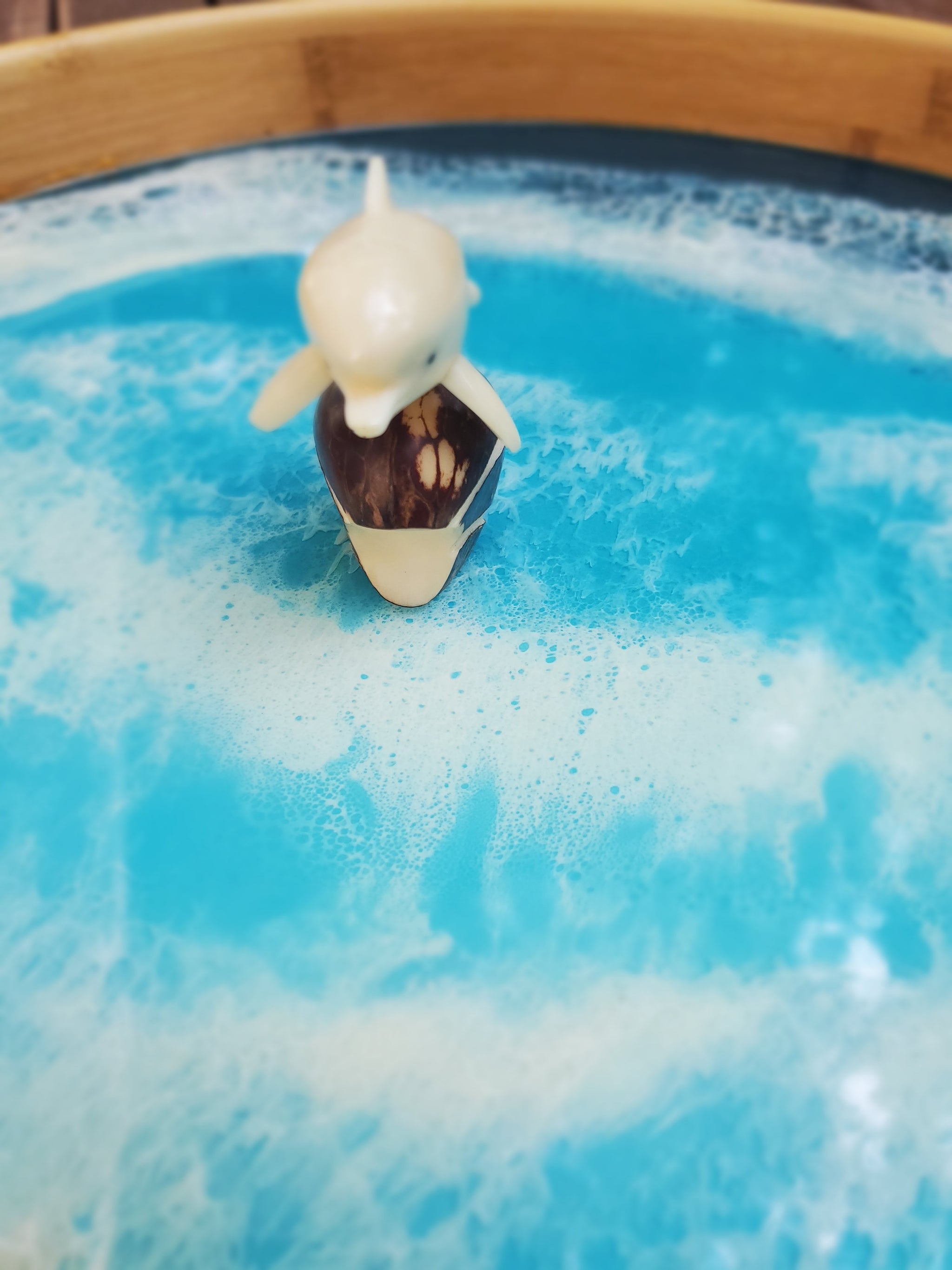 Dolphin Riding Wave Tagua Carving Figurine | Fair Trade Vegetable