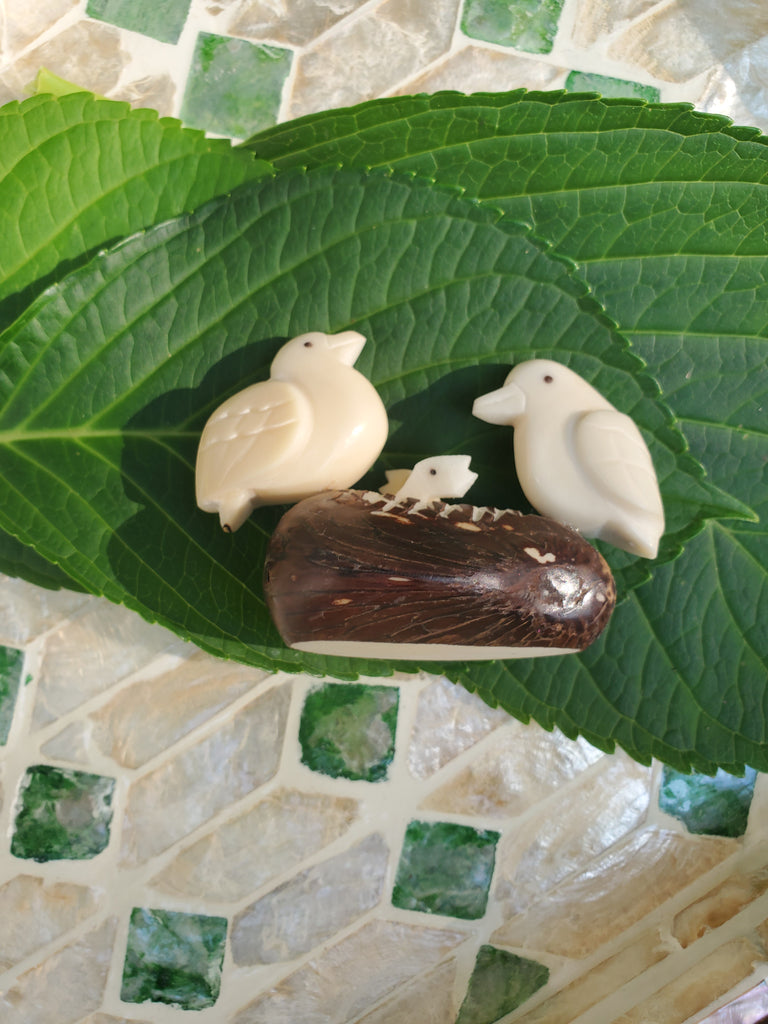 Caring Doves in a Nest Tagua Nut Figurine - Welljourn