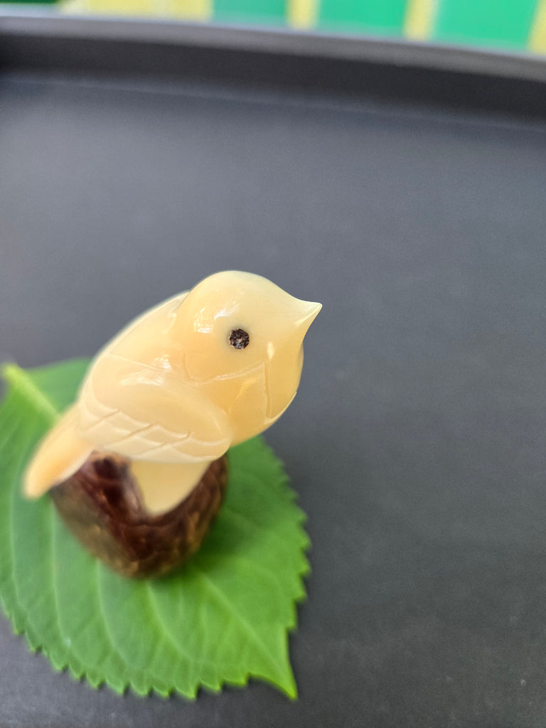 Perched Chickadee Tagua Nut Figurine - Welljourn