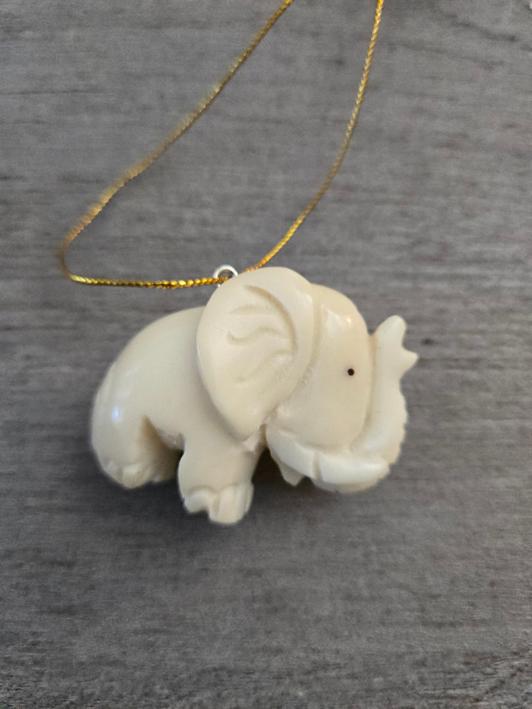 elephant tagua nut hanging ornament - Welljourn