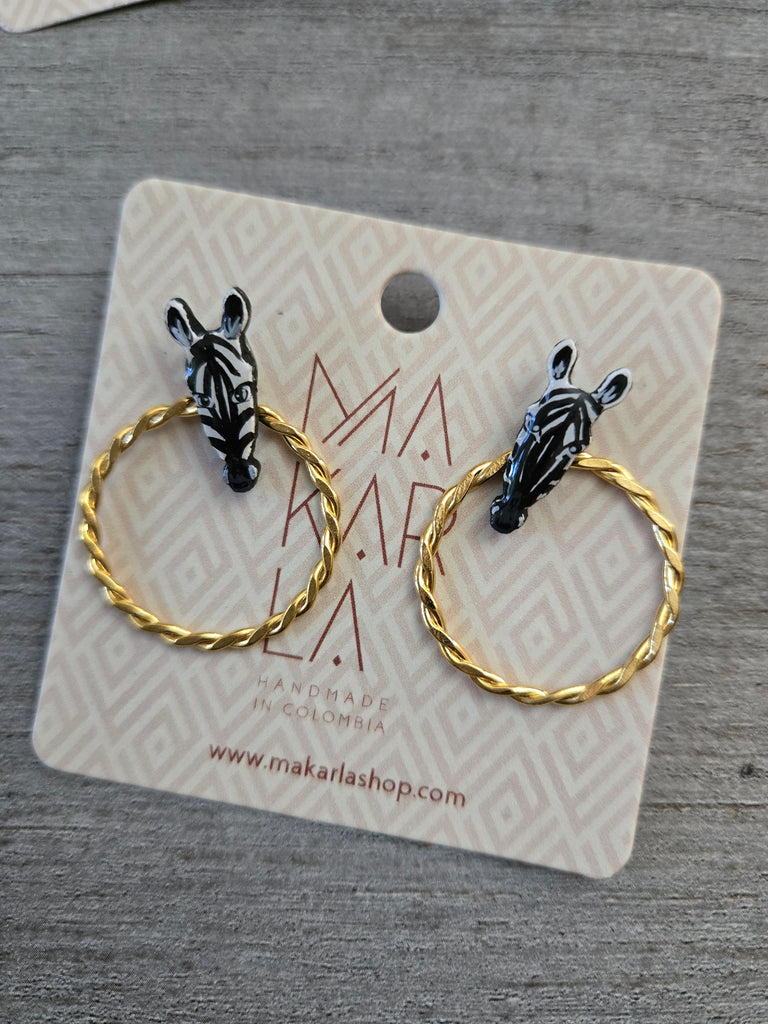 Zebra Wood Stud Earrings - Welljourn