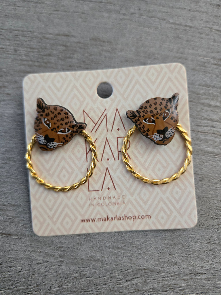 Leopard Wood Stud Earring - Welljourn