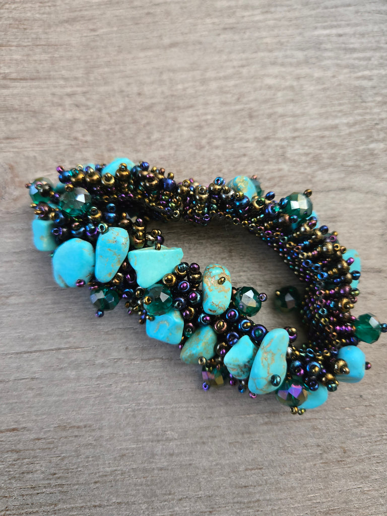 Turquoise | Multi Color Magnetic Stone Caterpillar Bracelet - Welljourn