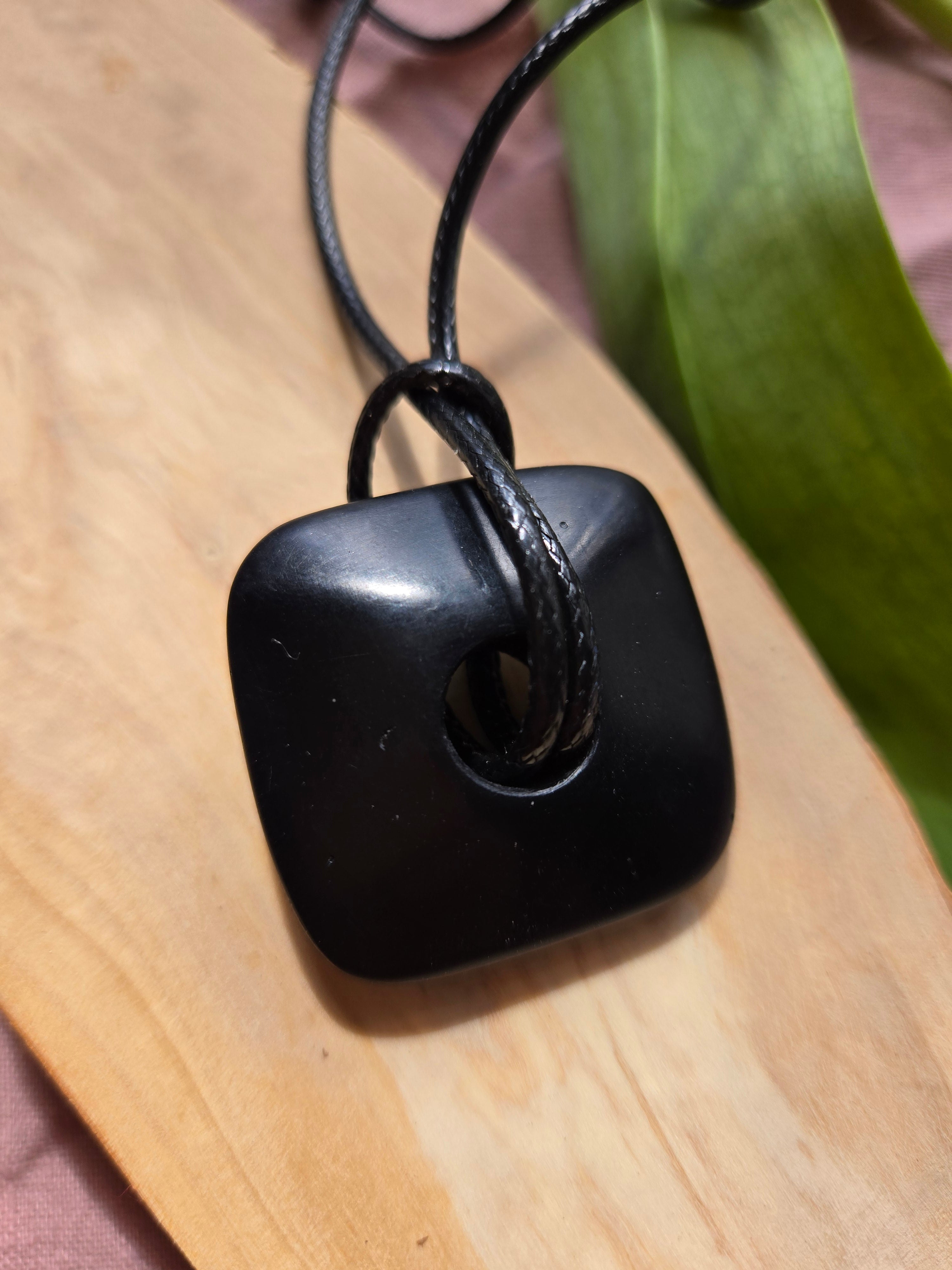 Fair Trade Living Wages Men's Coal Square Pendant Necklace