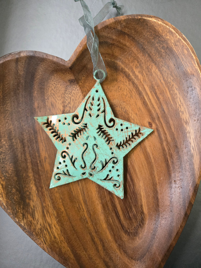 Patina Metal Pattern Star Ornament - Welljourn