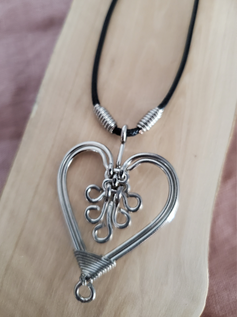 Heart Pendant with Black Cord Necklace - Welljourn
