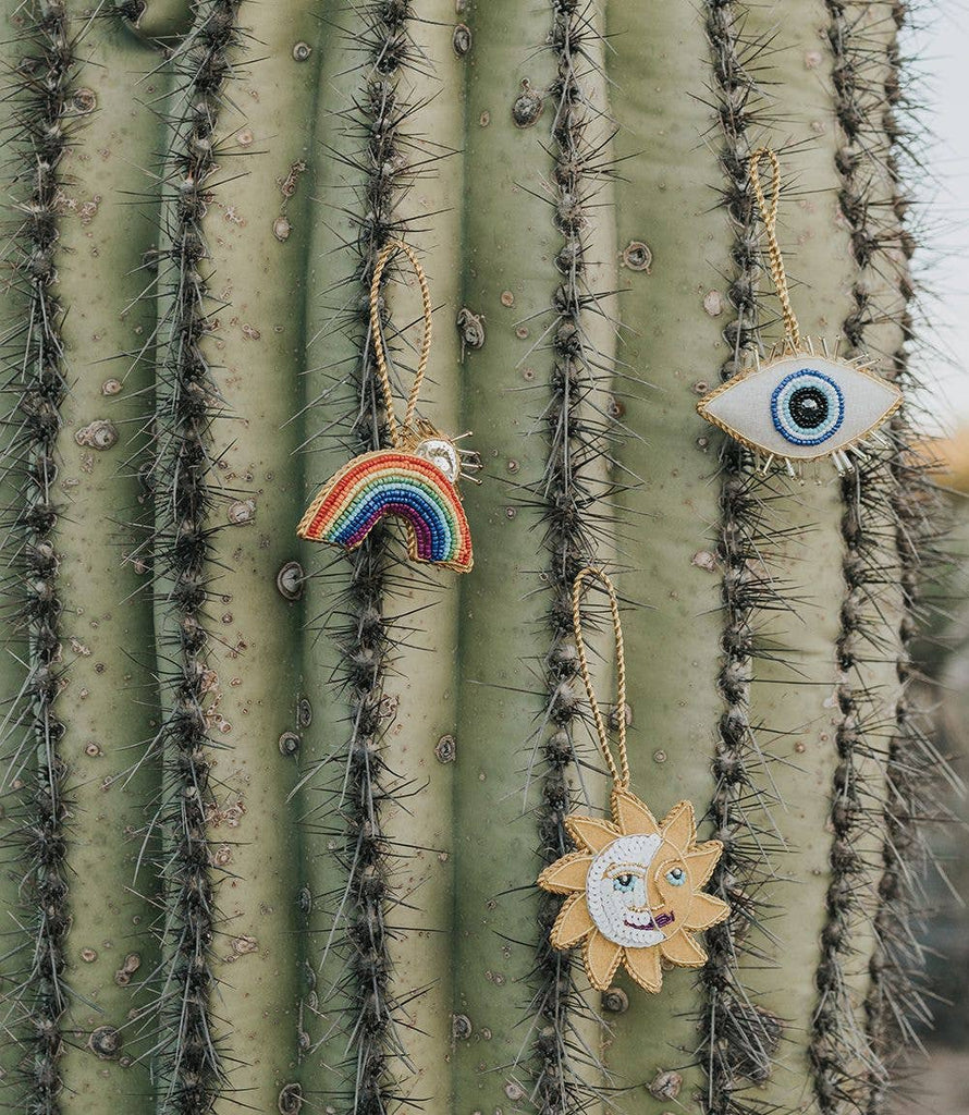 Beaded Rainbow Sun Rays Felt Ornament - Welljourn