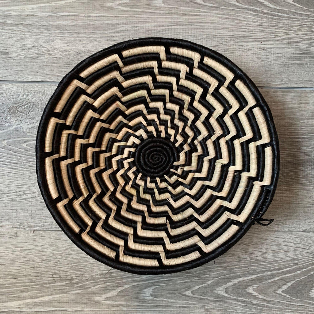 Woven Sisal Basket | Black & White Pattern | Artisan made in Kenya - Welljourn