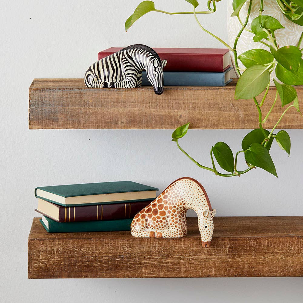 Zebra Soapstone Shelf Sculpture - Welljourn