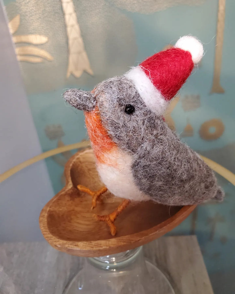 Red Robin Christmas Ornament with Santa Hat - Welljourn