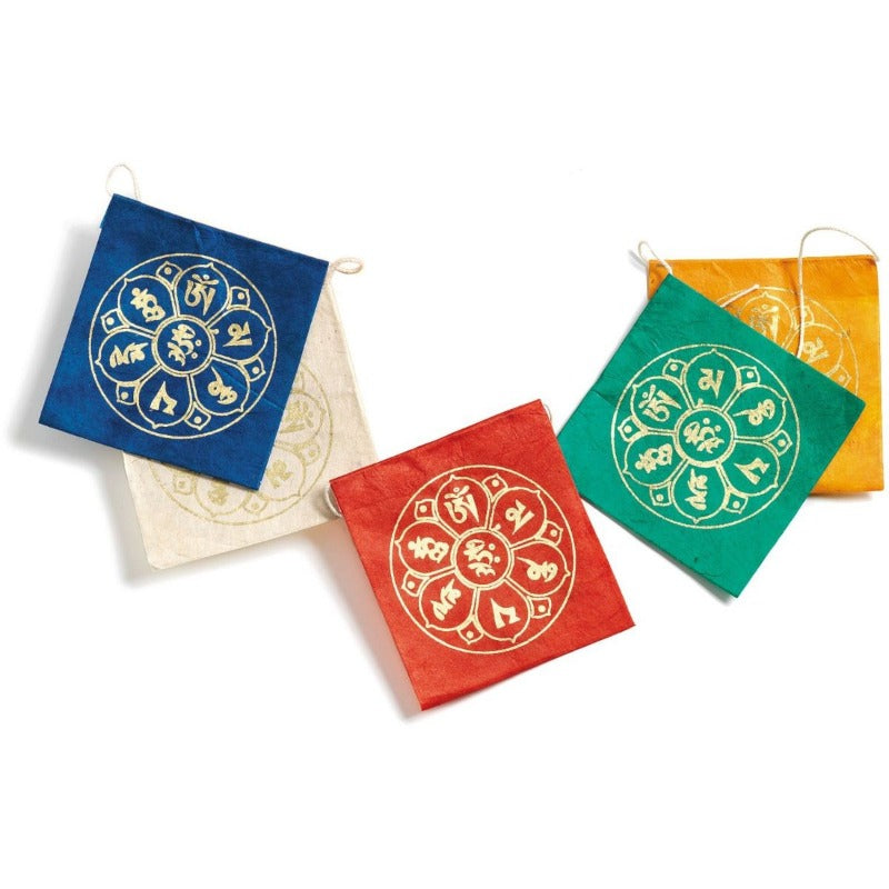 Mini Om Lotus Prayer Flag - Welljourn