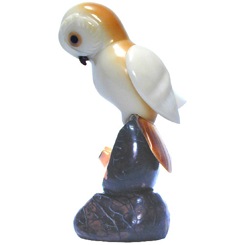 Perched White Owl Tagua Figurine - Welljourn