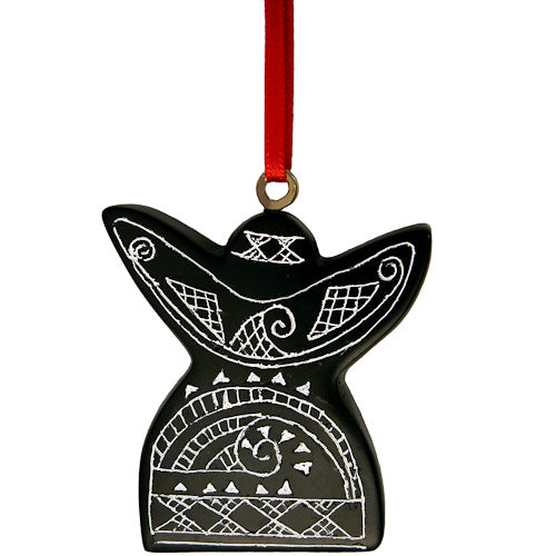 Angel Engraved Black Coal Ornament - Welljourn