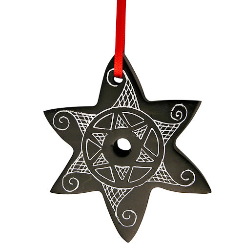 Star Engraved Black Coal Ornament - Welljourn