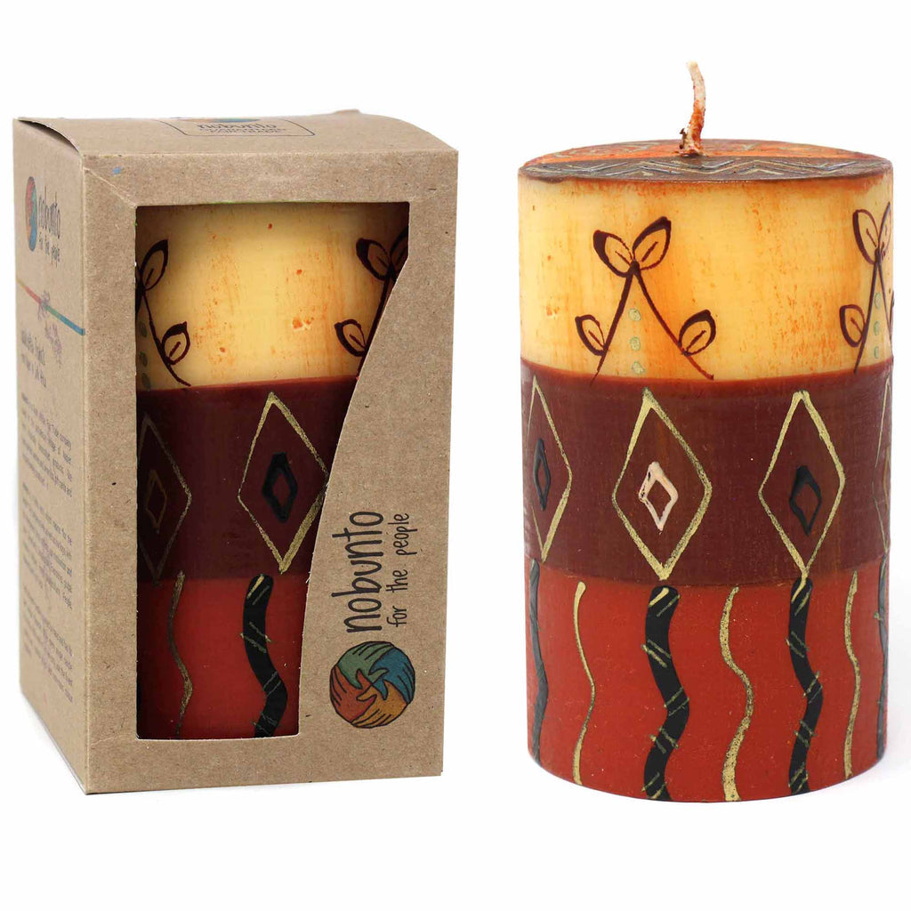 Painted Pillar Candle 4" - Brown - Bongazi Design - Welljourn