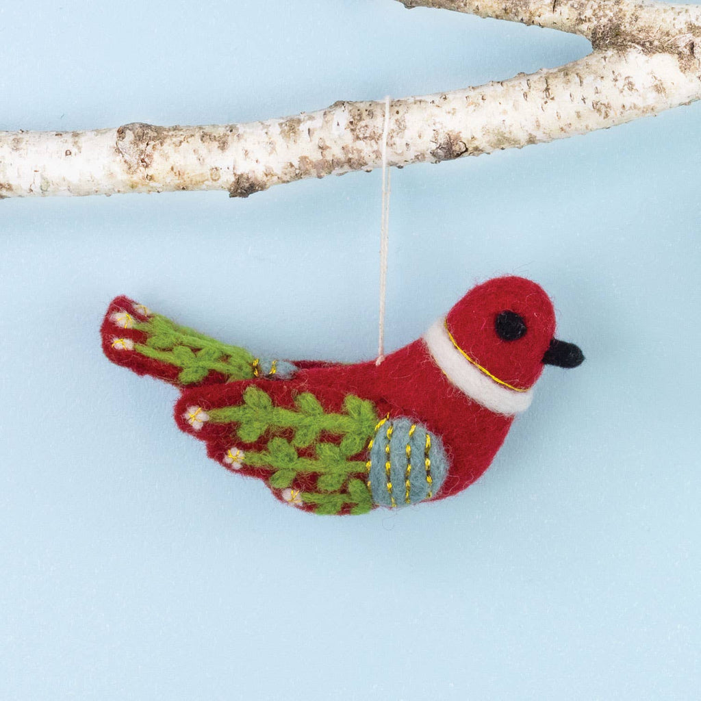 Bella Bird, Red  Felt Ornament - Welljourn