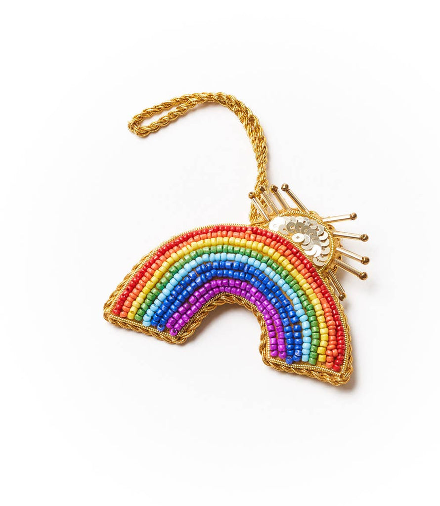 Beaded Rainbow Sun Rays Felt Ornament - Welljourn