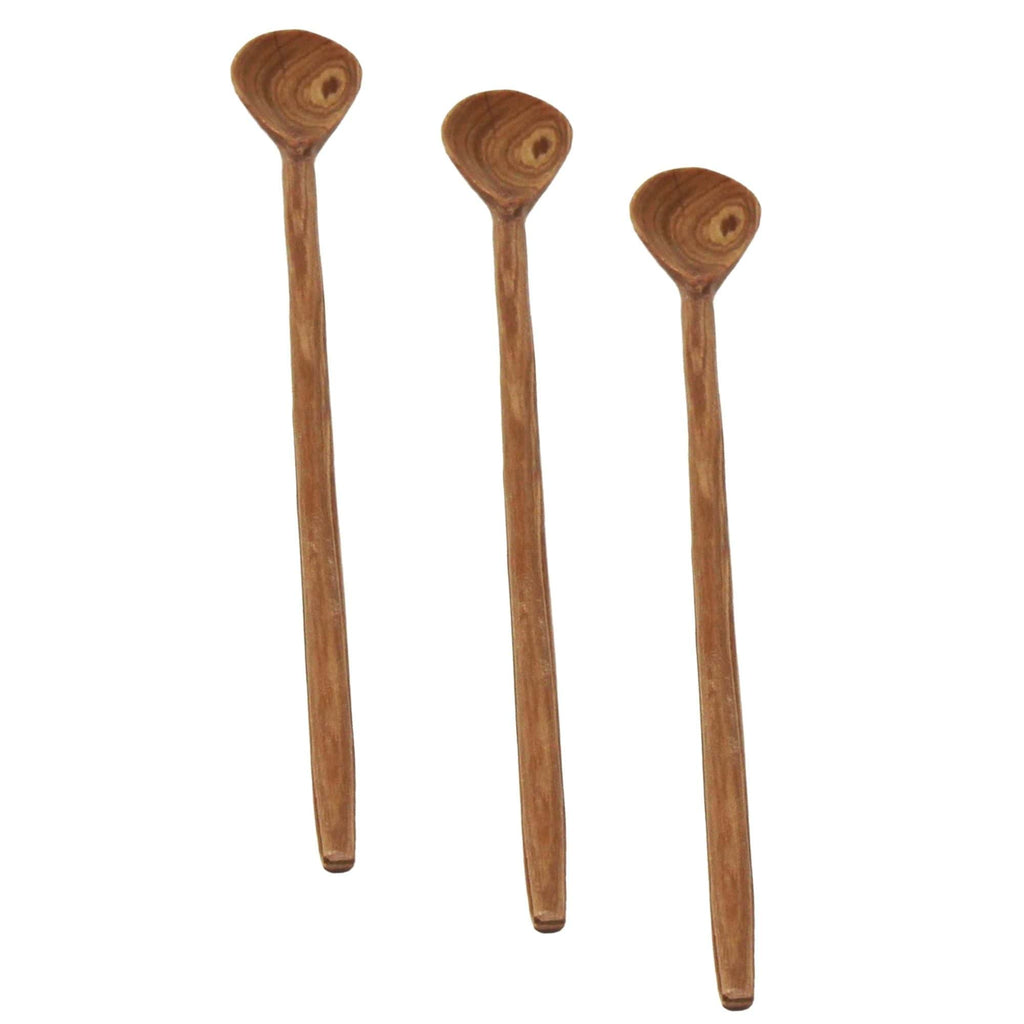 Olive Wood Long Appetizer Spoons | Set of 3 - Welljourn