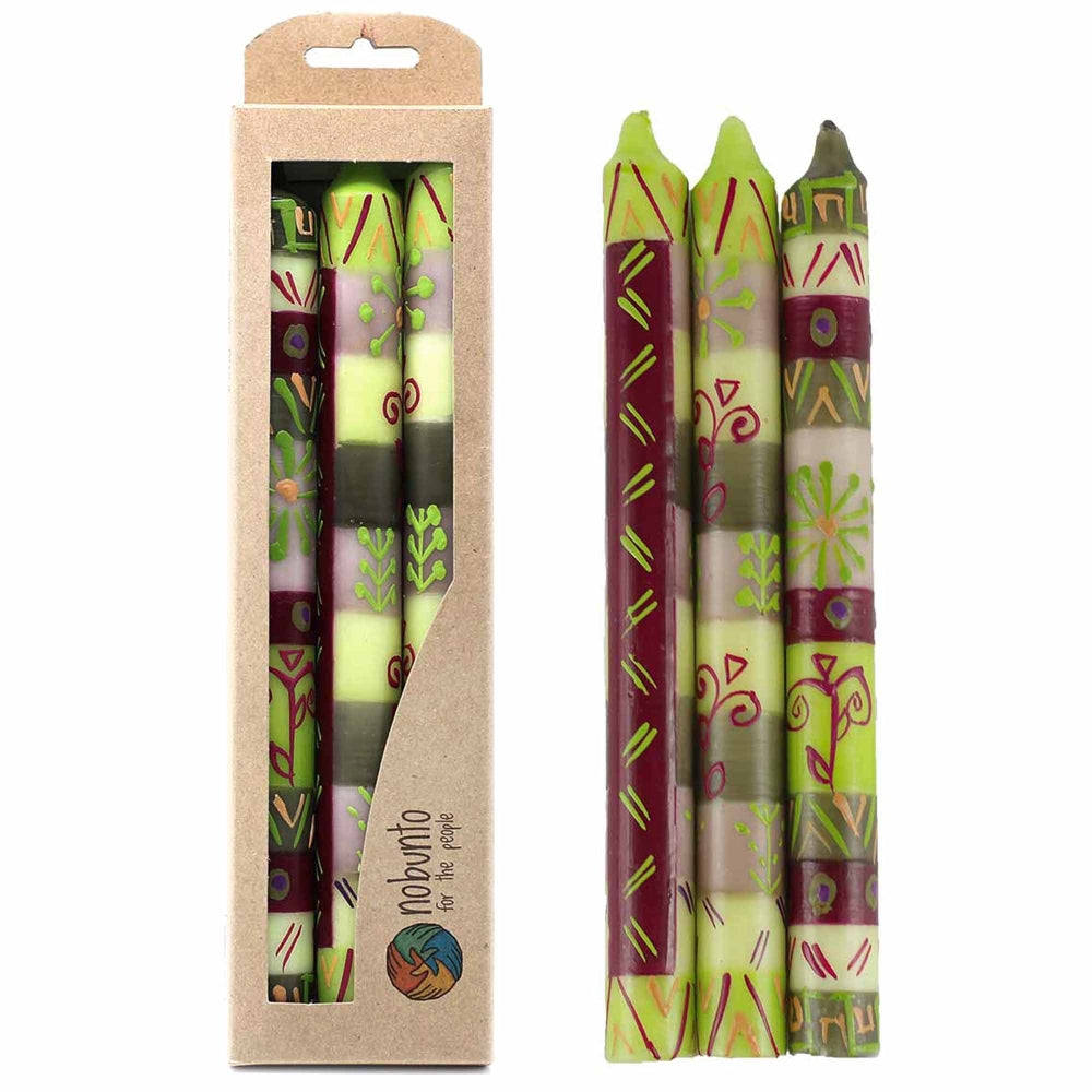 Painted Green Taper Candles - Set of 3 - Kileo Design - Welljourn