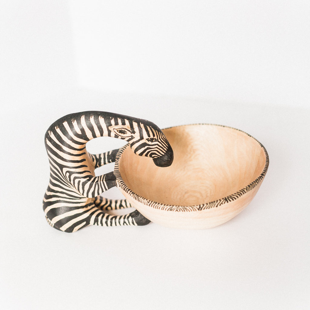 Zebra Wooden Decorative Bowl - Welljourn