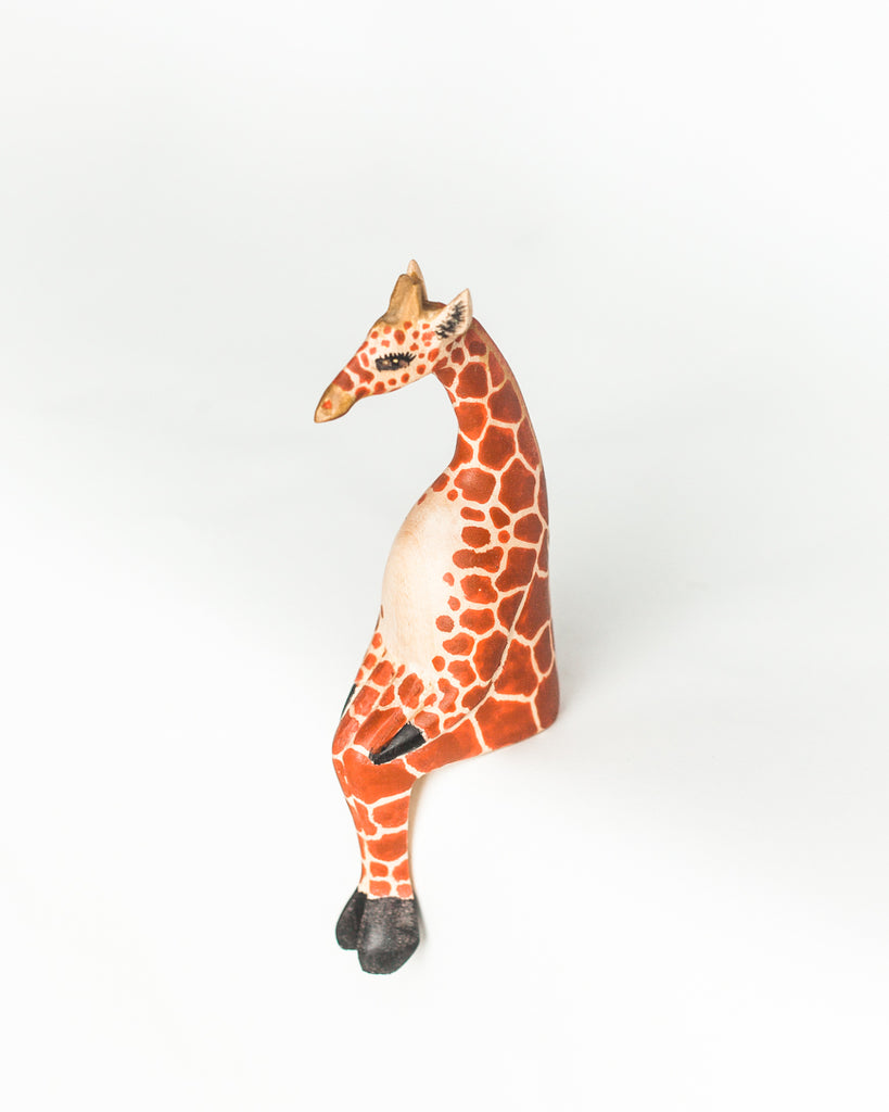Handcarved Sitting Giraffe Shelf Decor - Welljourn
