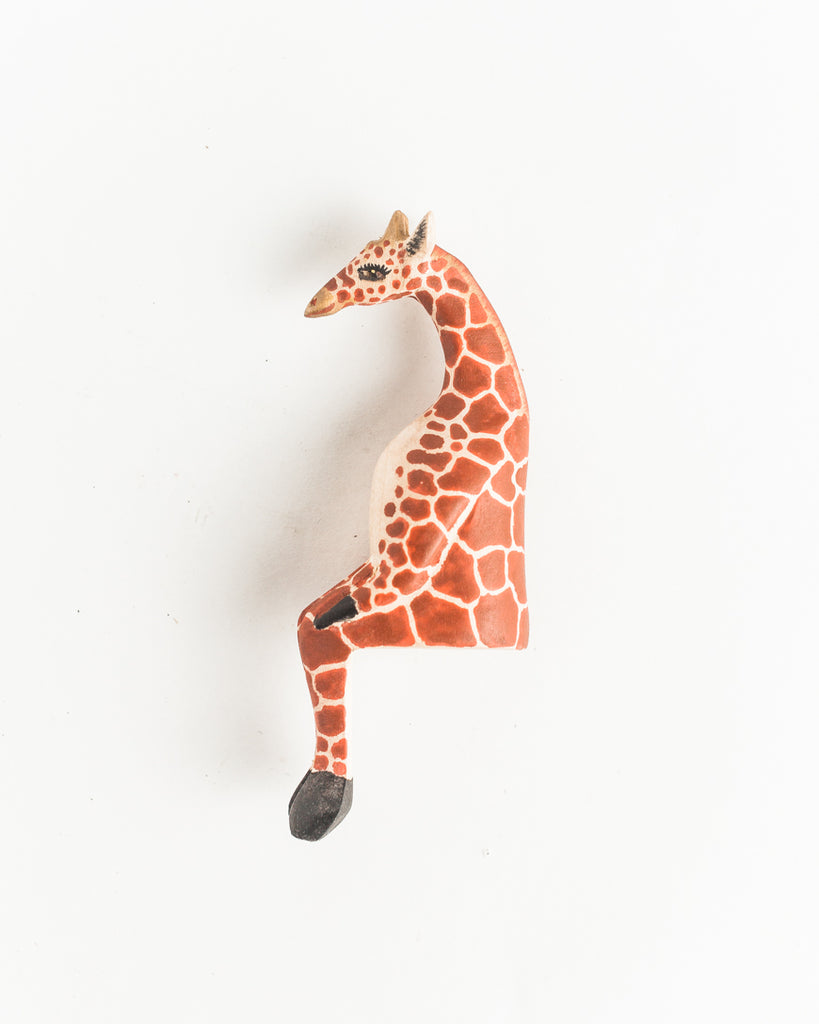 Handcarved Sitting Giraffe Shelf Decor - Welljourn