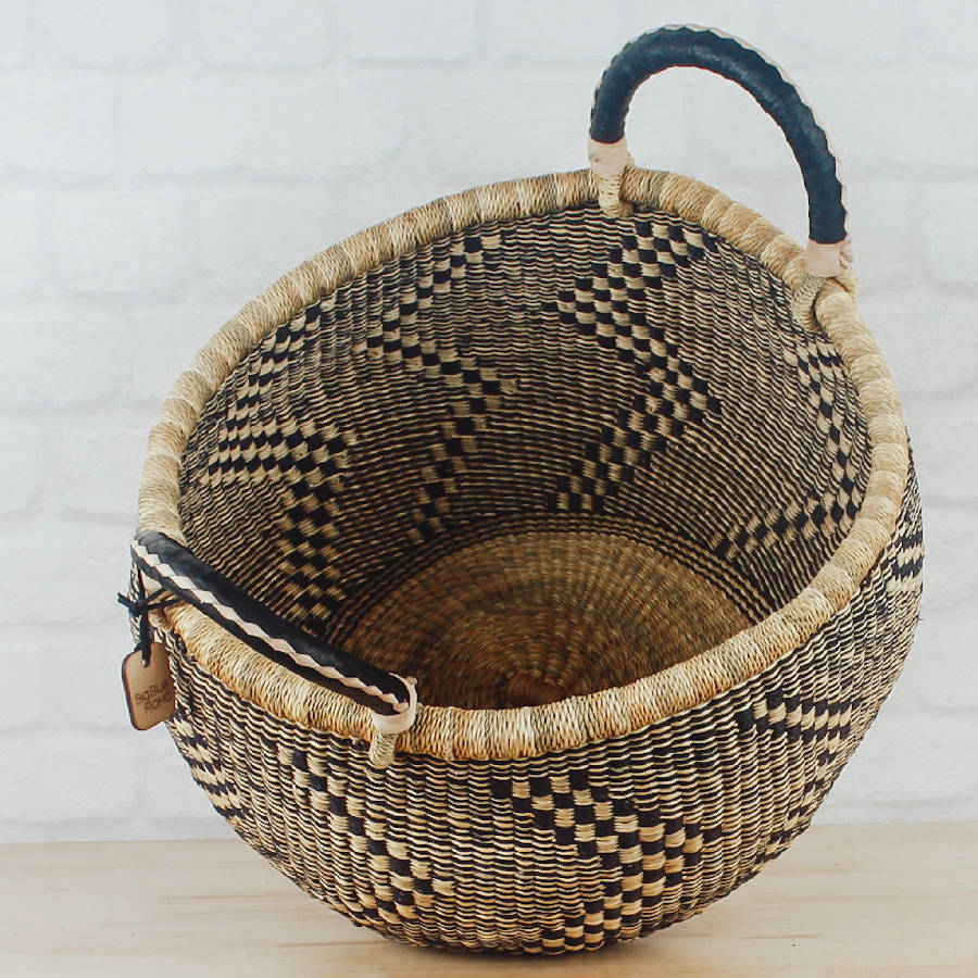 Bolga Baskets - Large Round Two Handle Natural Palette - Dropship - Welljourn
