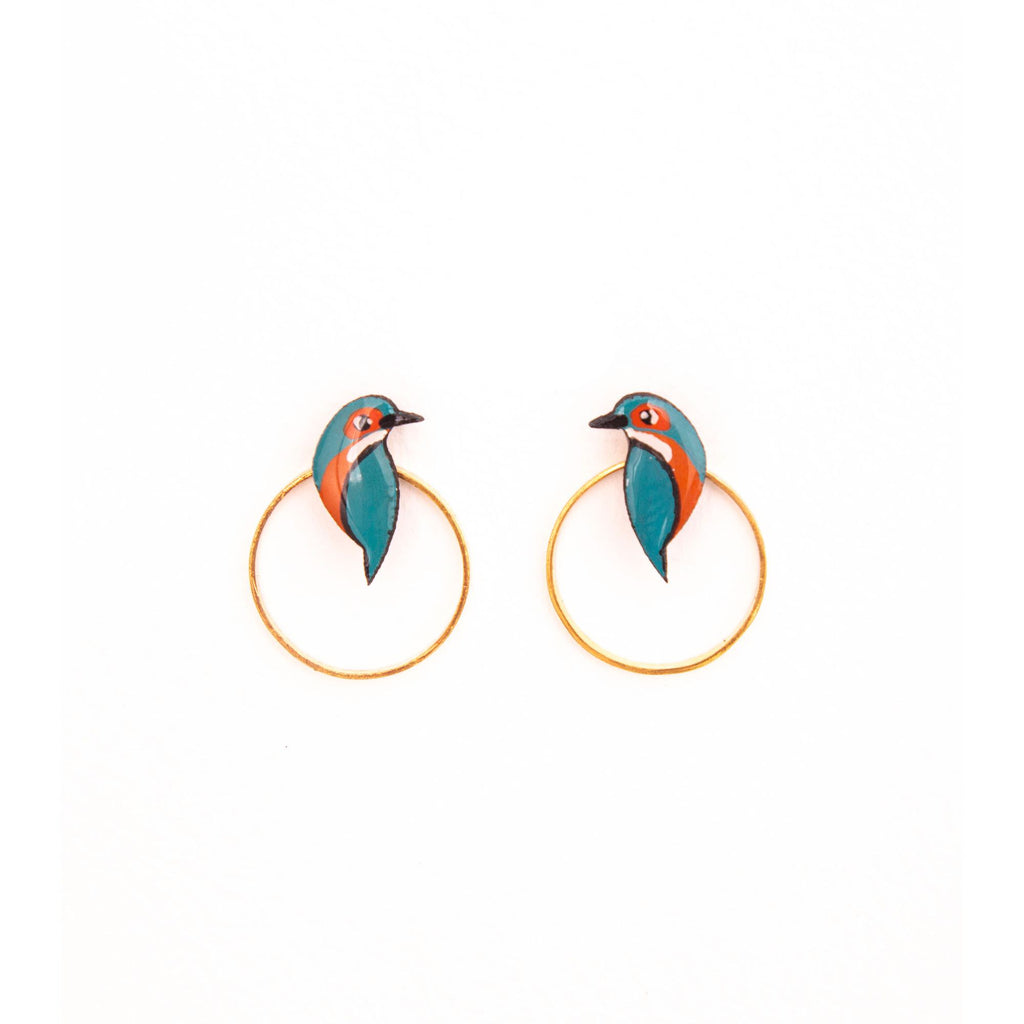 Kingfisher Bird Stud Earrings - Welljourn