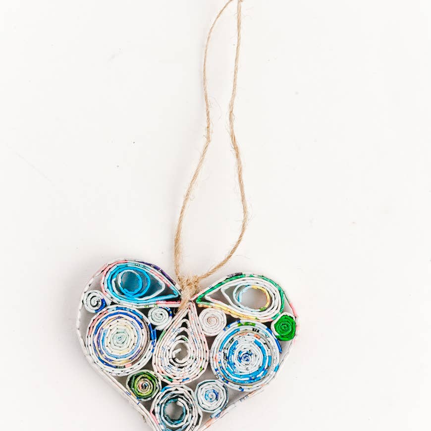 Heart Recycled Paper Ornament - Welljourn
