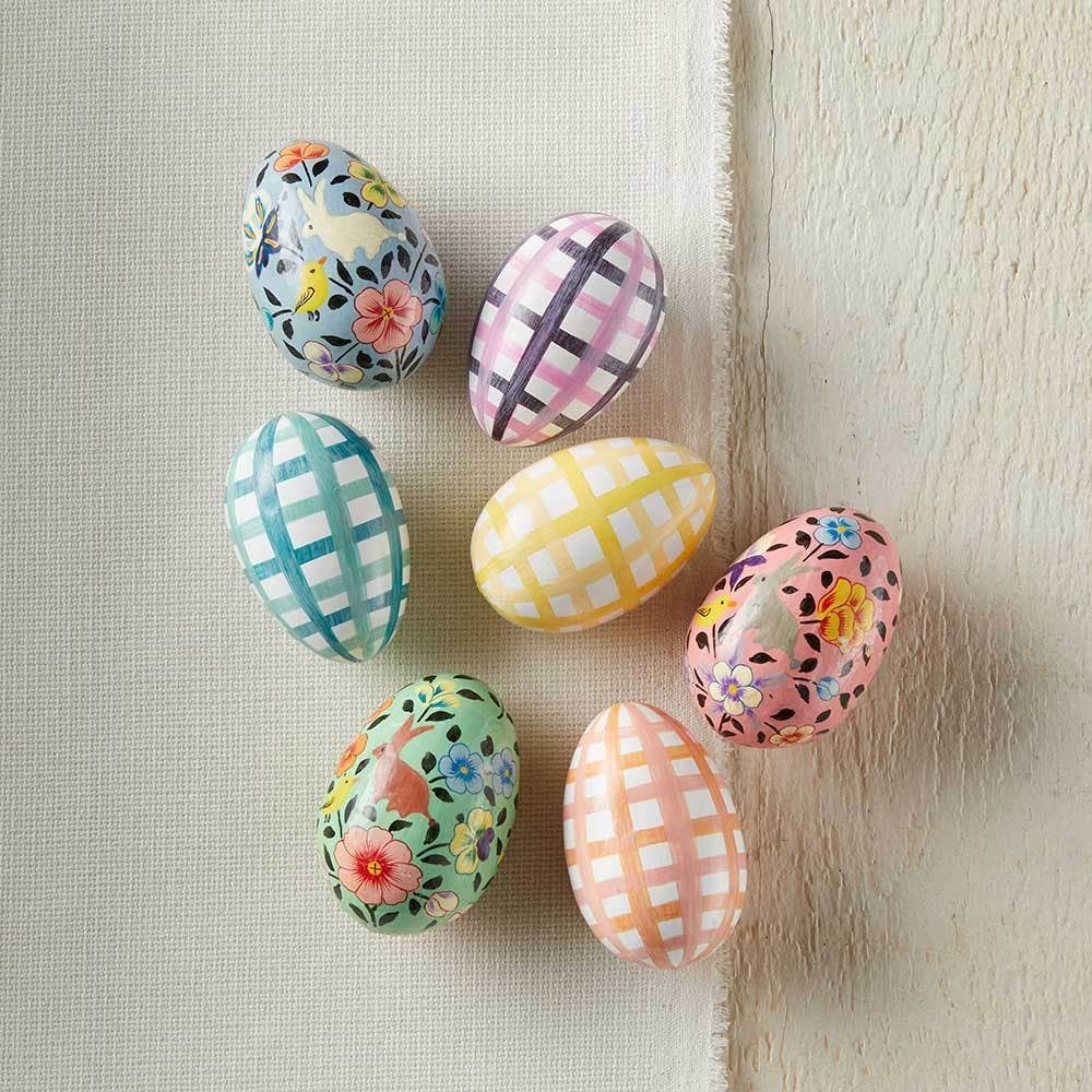 Gingham Kashmiri Easter Eggs - Set of 4 - Welljourn