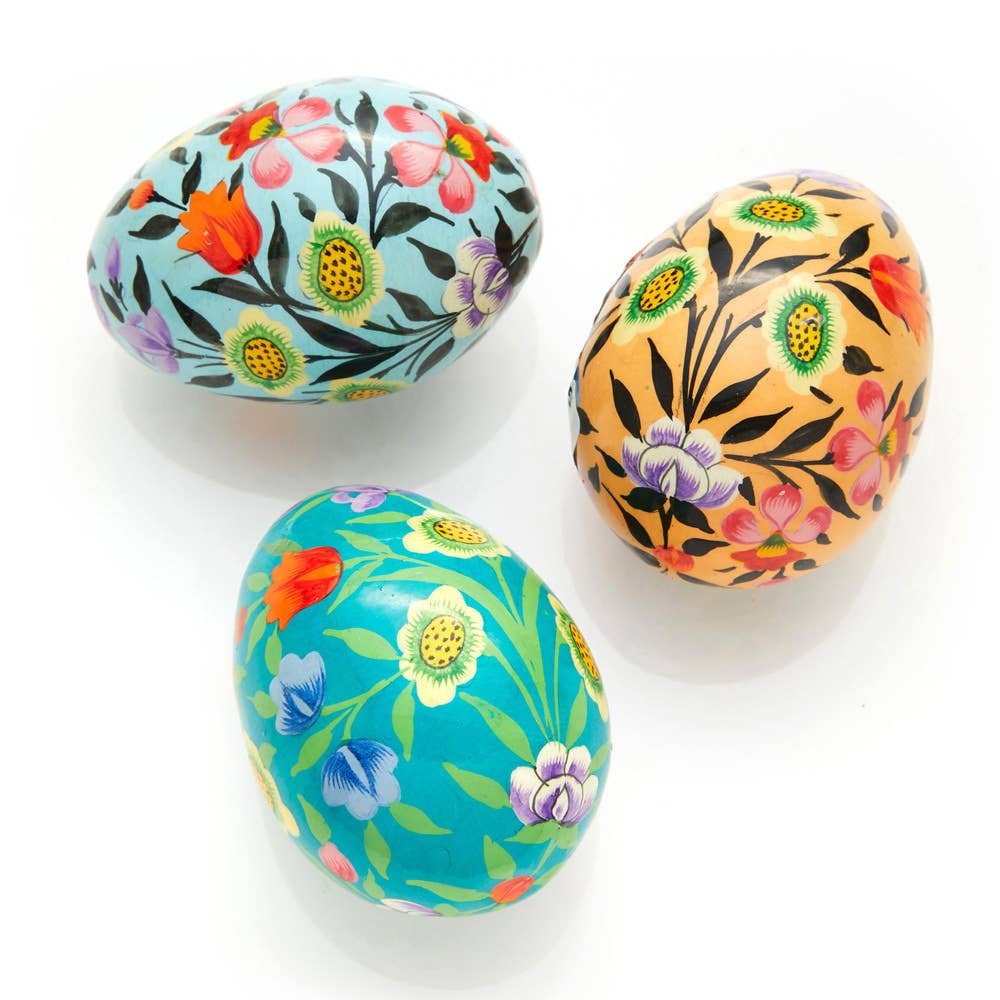 Himalayan Flower Kashmiri Eggs - Set of 3 - Welljourn