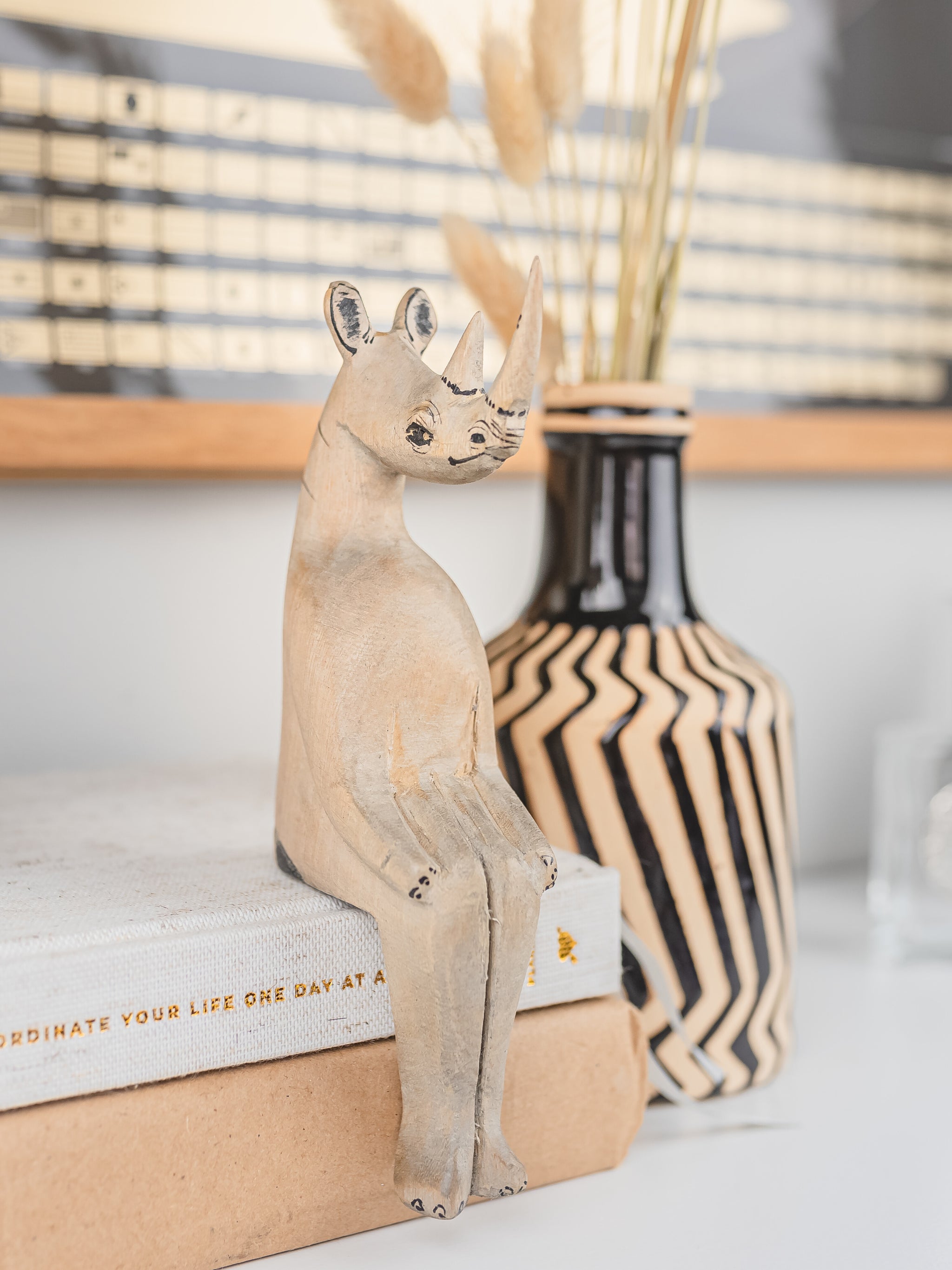 Handcarved Sitting Rhino Shelf Decor – Welljourn