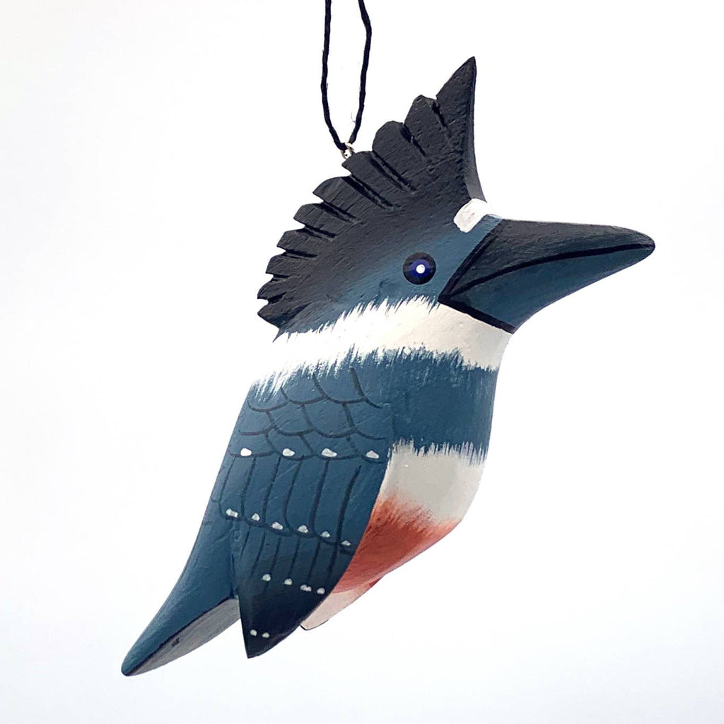 Belted Kingfisher Balsa Ornament - Welljourn